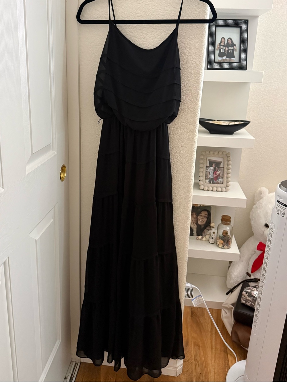 Max Studio Black Tiered Spaghetti-Strap Maxi Dress
